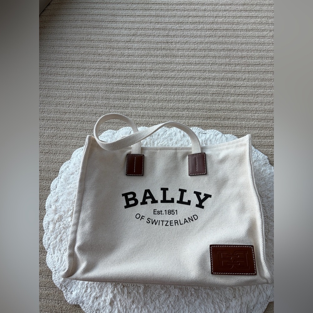 Bally Canvas Tote Bag - Cream/Brown